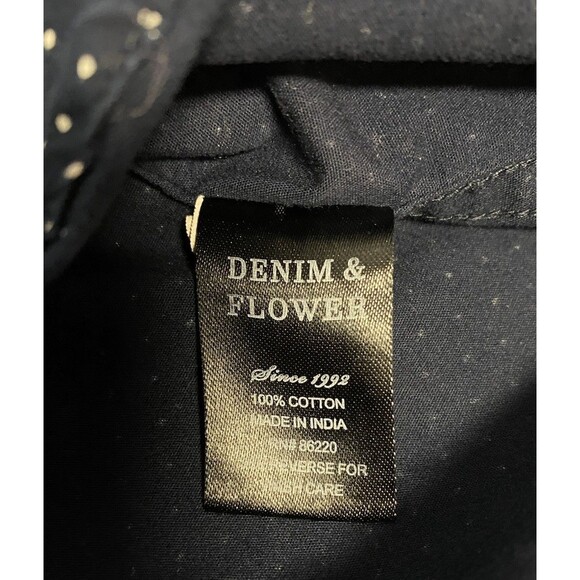 Denim & Flower by Ricky Singh Boys button down navy blue polka dot shirt Sz 4 - Picture 6 of 7